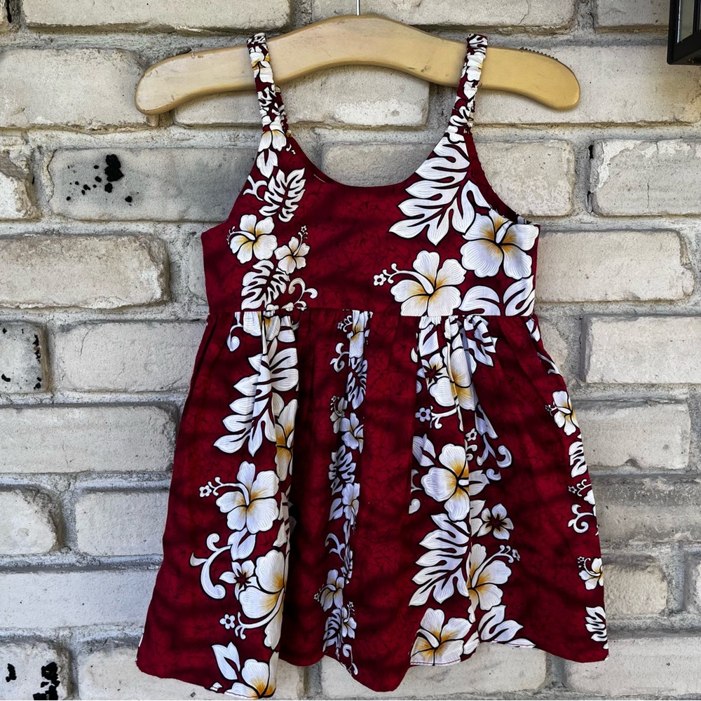 Hawaiian kids Red and White floral Sundress